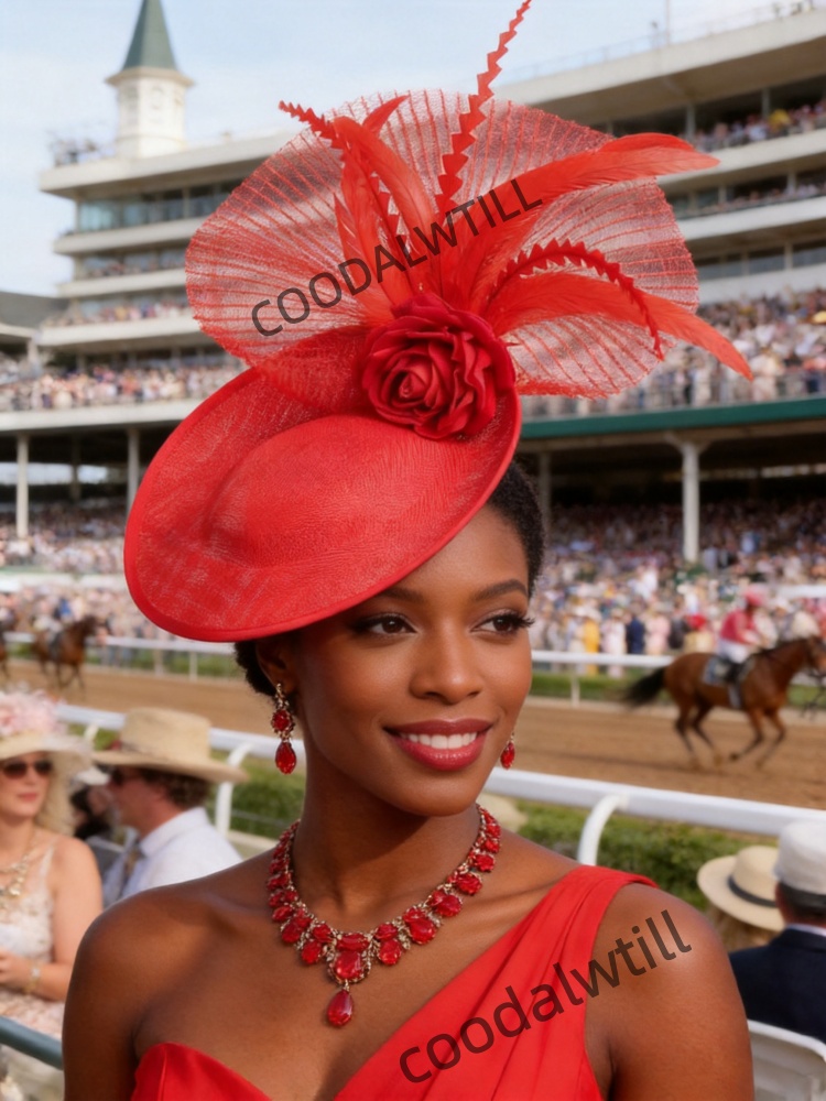 Women'S Fashion Kentucky Derby - Derby At Yarışı Başlığı Kırmızı File