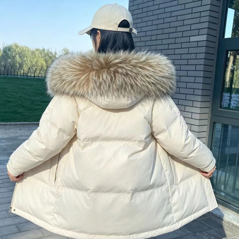 Women'S Fashion Parka - Rakun Kürk Yaka Ceketler İçin Kadın