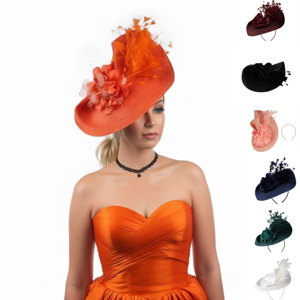 Women'S Fashion Kentucky Derby - 2026 Abartılı Hasır Tüy Şapka Çay