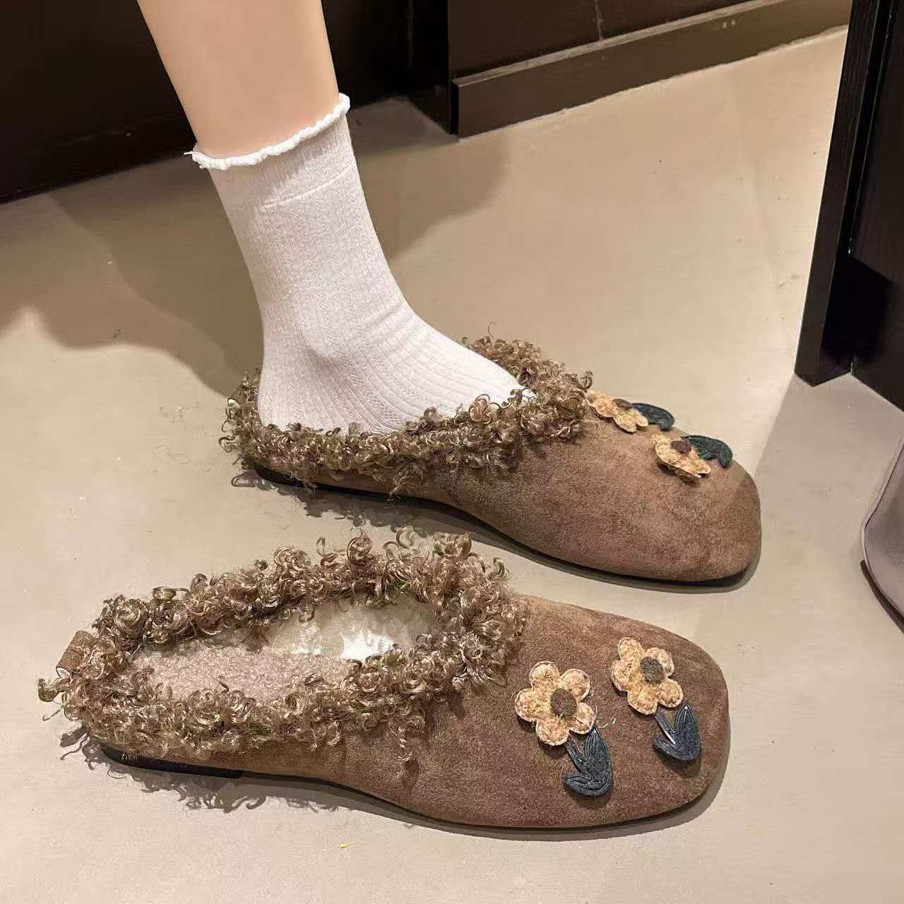 Women'S Fashion Winter 2026 - 2026 Sonbahar kış düz peluş terlikler,