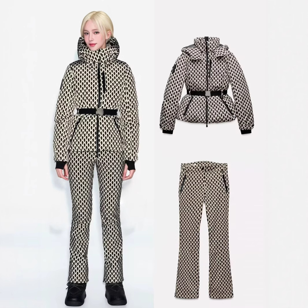 Women'S Fashion Parka - Kışlık İki Parçalı Kayak Seti Kapüşonlu