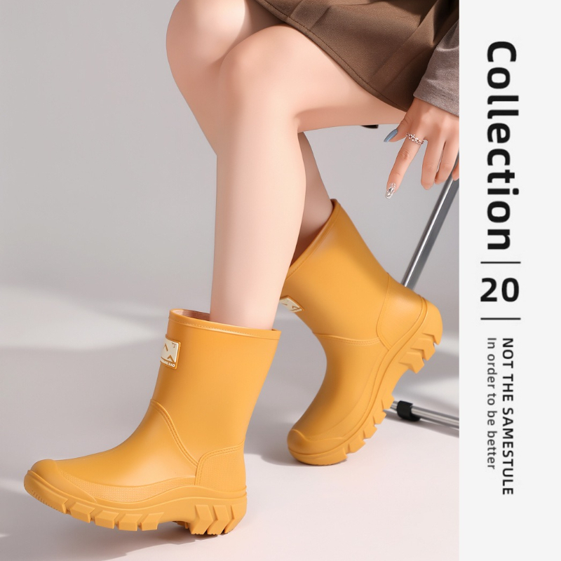Women'S Fashion Rain Boots - Kadınlar İçin Orta Boy Yünlü Astarlı