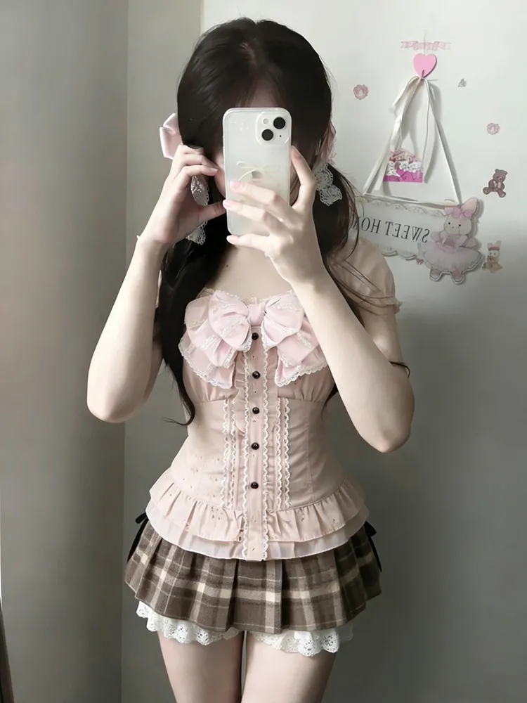 Lace Trim Cami - Japon Tatlı Üç Parçalı Set Kadın