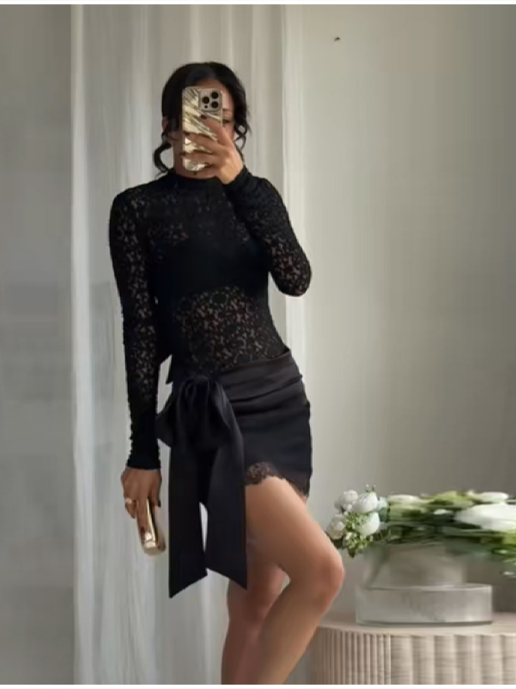 Moda Siyah Dantel Takım Saten  - Women'S Young Fashion incelemesi ve fiyatı