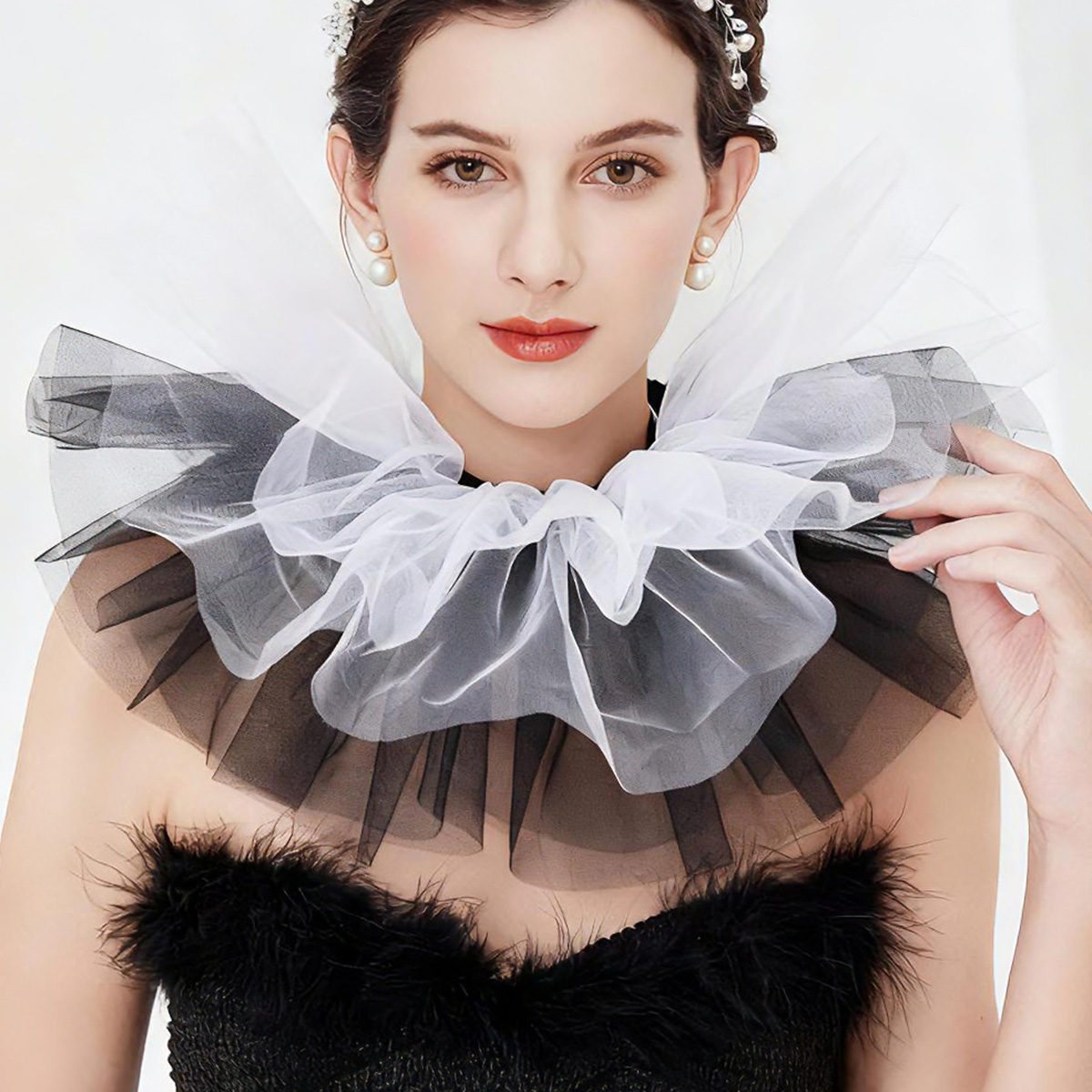 Moda Tül Fırfır Yaka Kadınlar  - Women'S Fashion Victorian incelemesi ve fiyatı