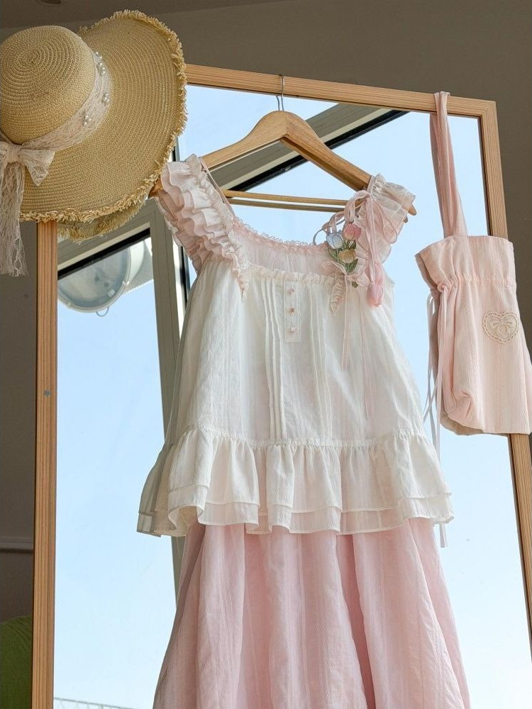 Tatlı Kawaii Fırfır Trim Lale  - Lace Trim Cami incelemesi ve fiyatı